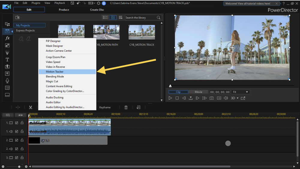 PowerDirector interface