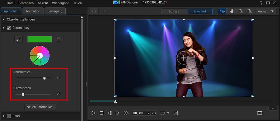 Chroma Key Feineinstellung