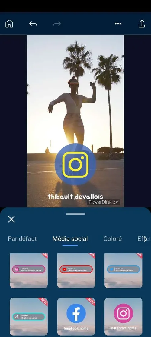 ajouter du texte sur une video instagram avec l'appli powerdirector