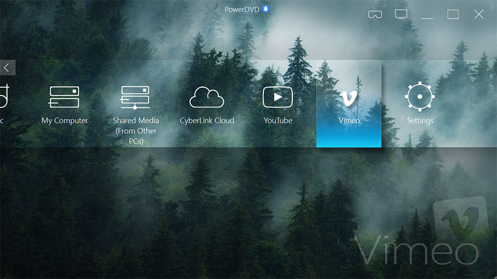 PowerDVD TV mode interface