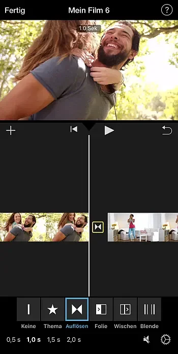 iMovie App-Oberfläche