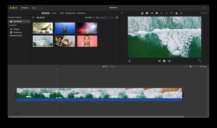 Interfaz de iMovie en Mac