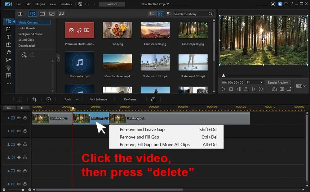 PowerDirector - Delete Trimmed Video