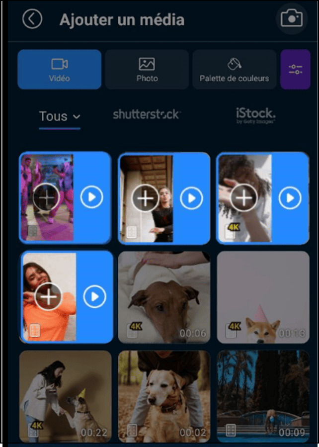 fusionner videos sur app powerdirector - choisir video