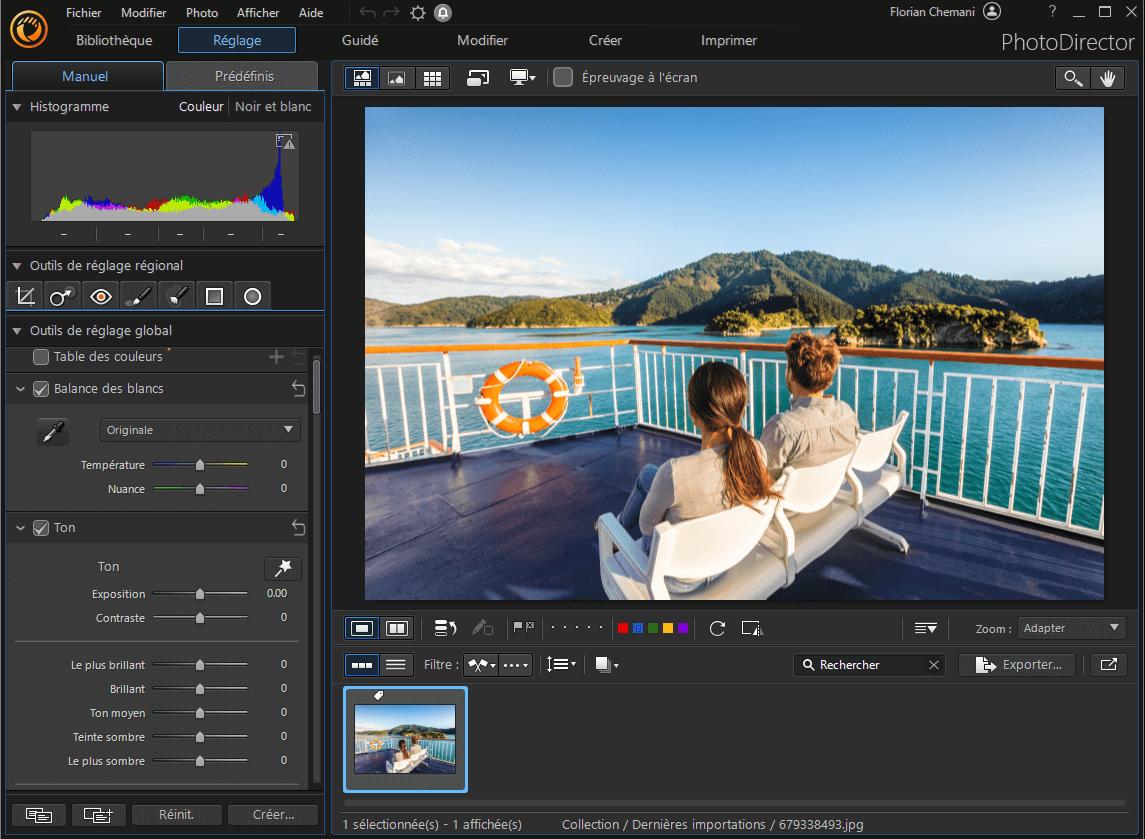 PhotoDirector Interface - Alternative gratuite à Photoshop