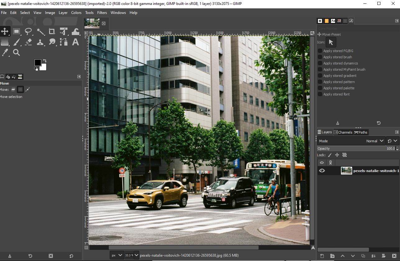 GIMP interface - Logiciel de montage photo