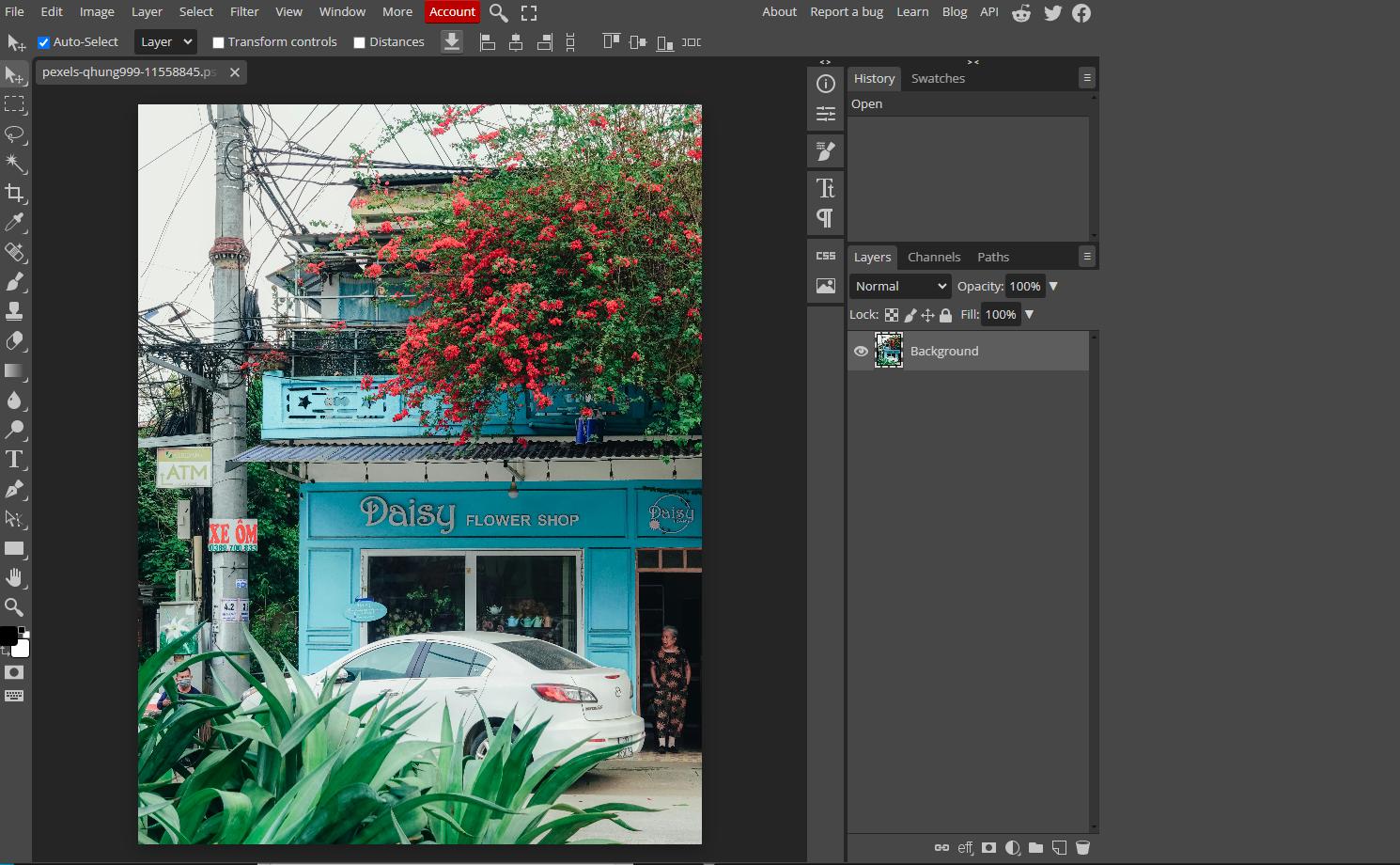 Photopea interface - Logiciel de montage photo