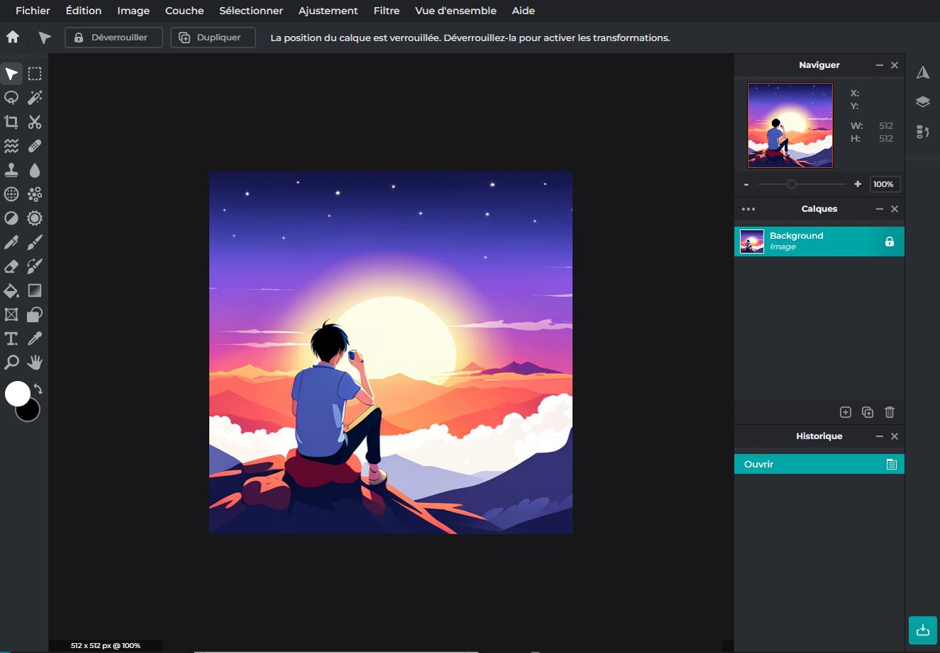 Pixlr interface - Logiciel de montage photo