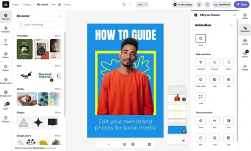 Adobe Express Interface