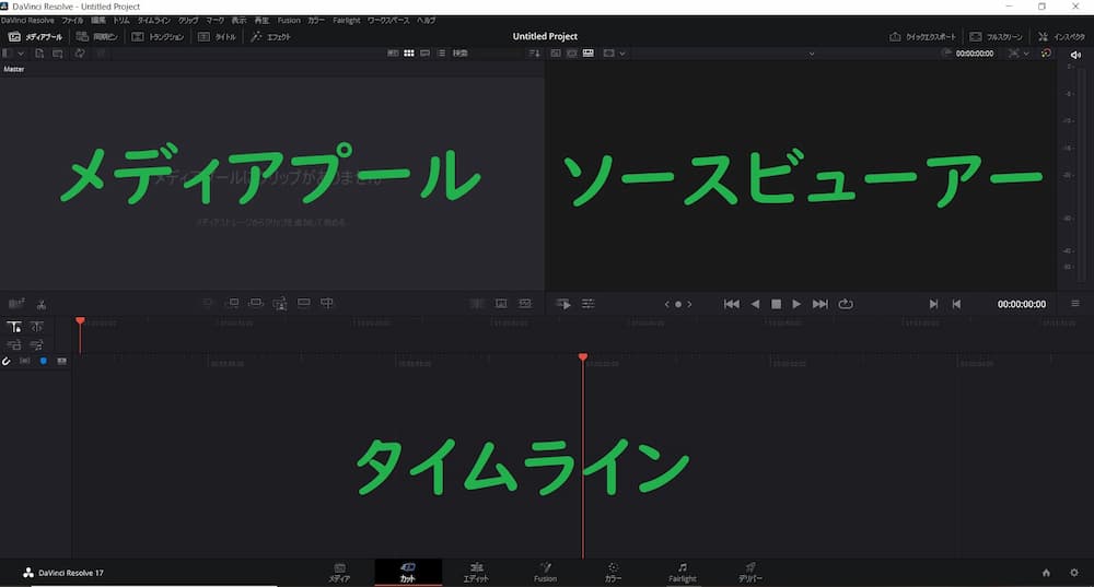 DaVinci Resolve 操作画面の解説