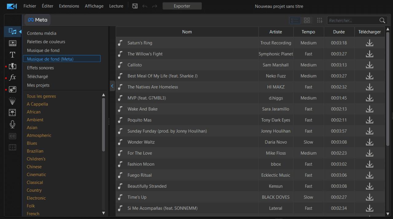 telecharger musique dans Powerdirector
