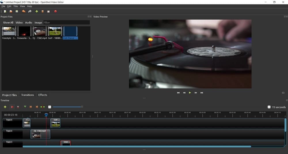 OpenShot interface