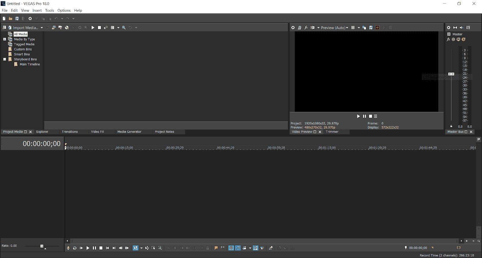 Vegas Pro-interface