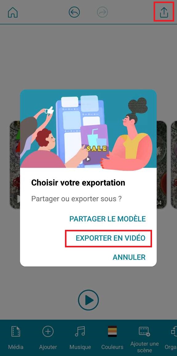 Promeo App - exporter une video