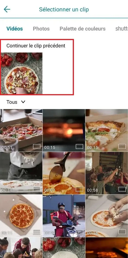 Promeo App - scene 2 continuer avec precedent media