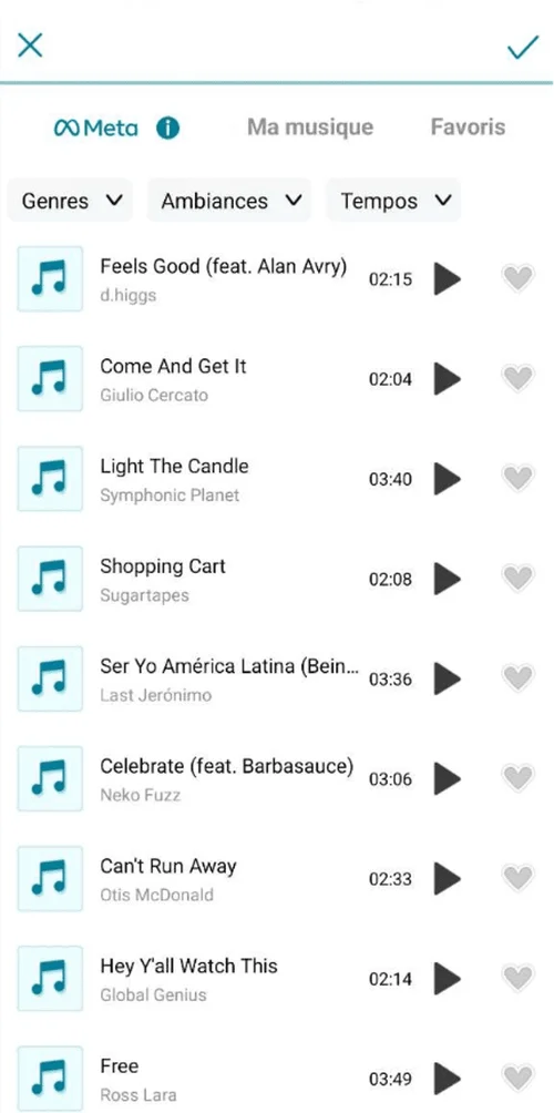 Promeo App - choisir musique