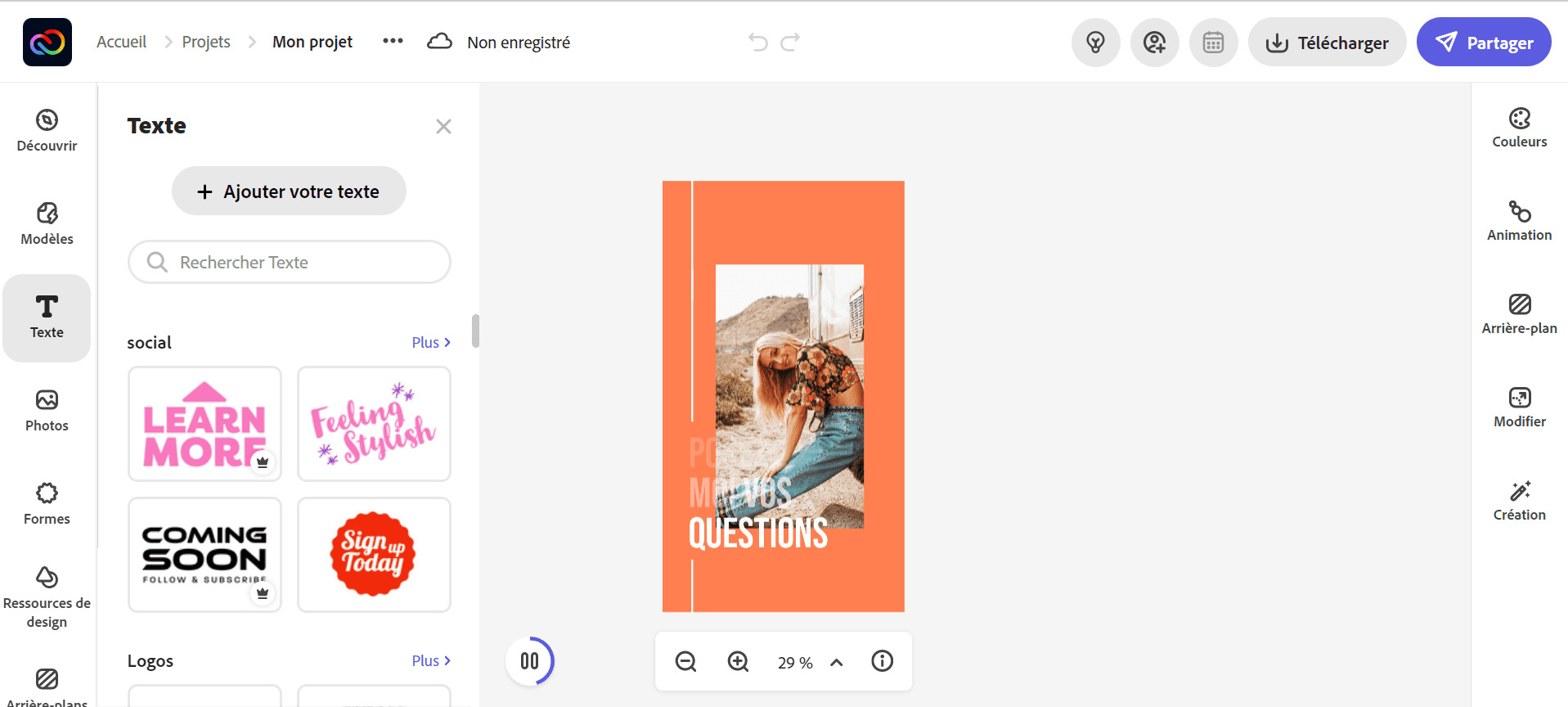 Adobe Express - Meilleur choix pour fans d'Adobe