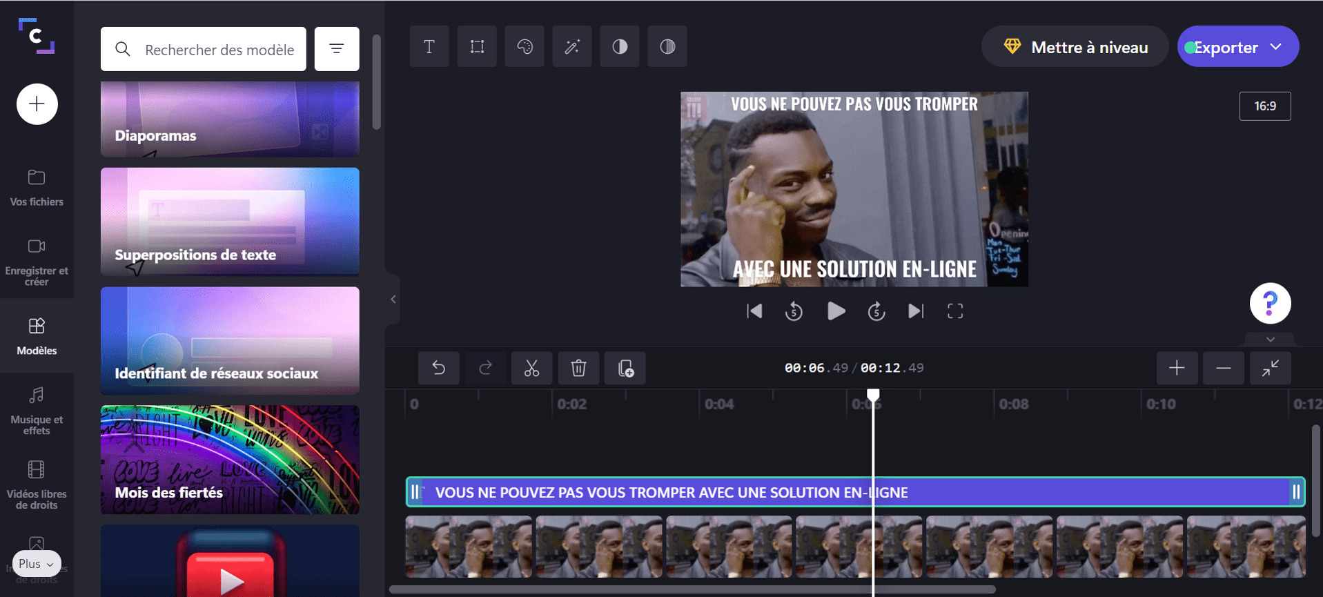 Clipchamp - Meilleur choix pour modèles originaux