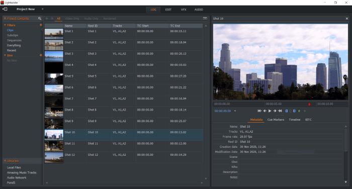 Lightworks Interface