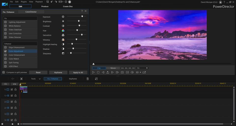 Fix Enhance Tools for Color Correction in PowerDirector