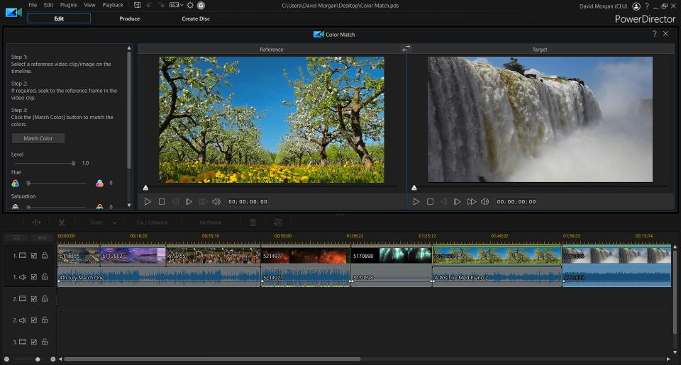 Color Match for Color Correction in PowerDirector