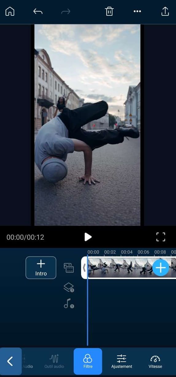 etape 1: choisir le menu filtre de l'appli powerdirector