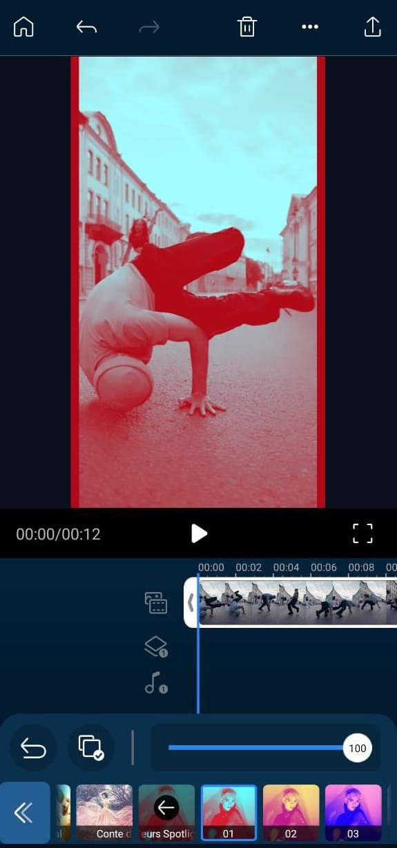 etape 3: choisir un filtre video de l'appli powerdirector