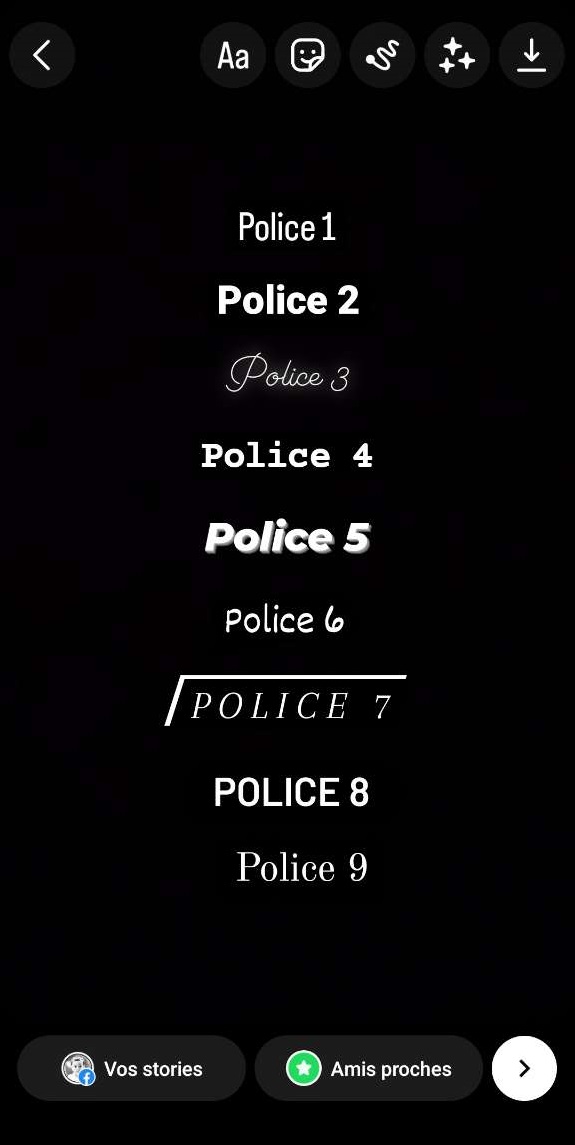 modèles de polices dans Instagram