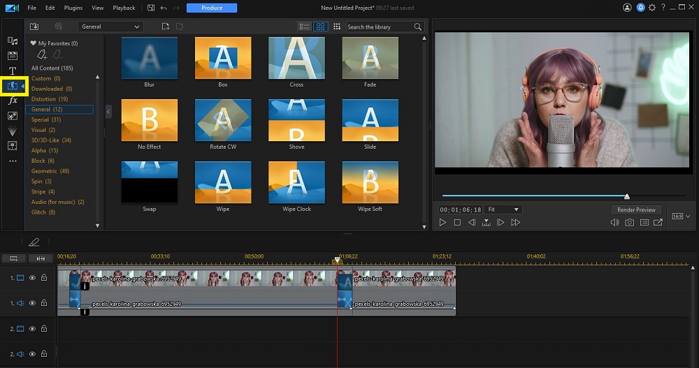 PowerDirector Interface - Transitions