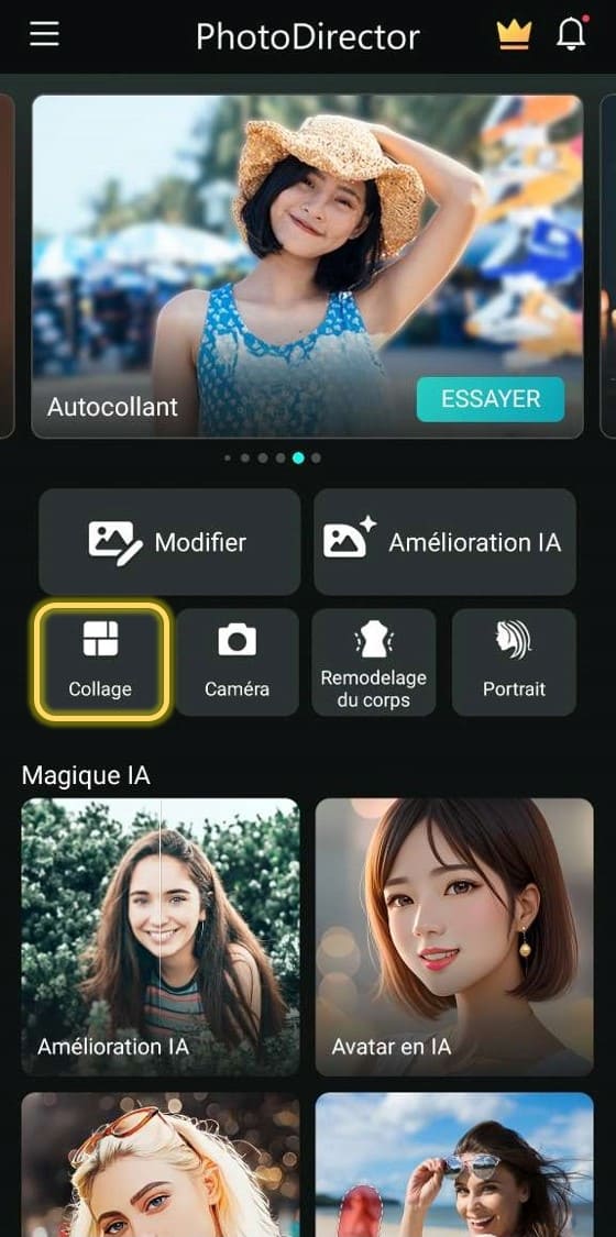 Etape 1 - Création d'un collage photo gratuitement sur mobile