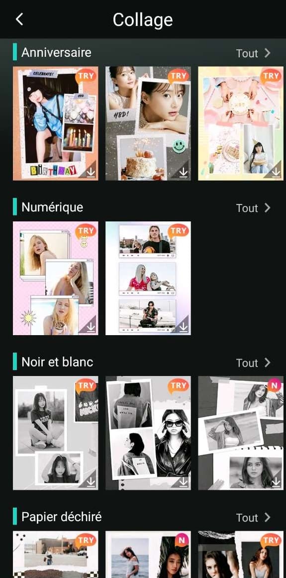Etape 2 - Création d'un collage photo gratuitement sur mobile