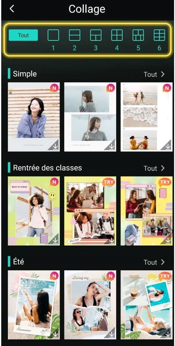 Etape 2 - Création d'un collage photo gratuitement sur mobile