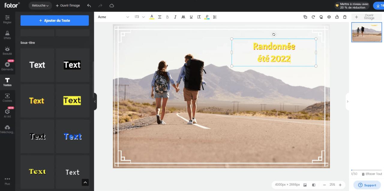 Fotor Interface - Site de montage photo en ligne
