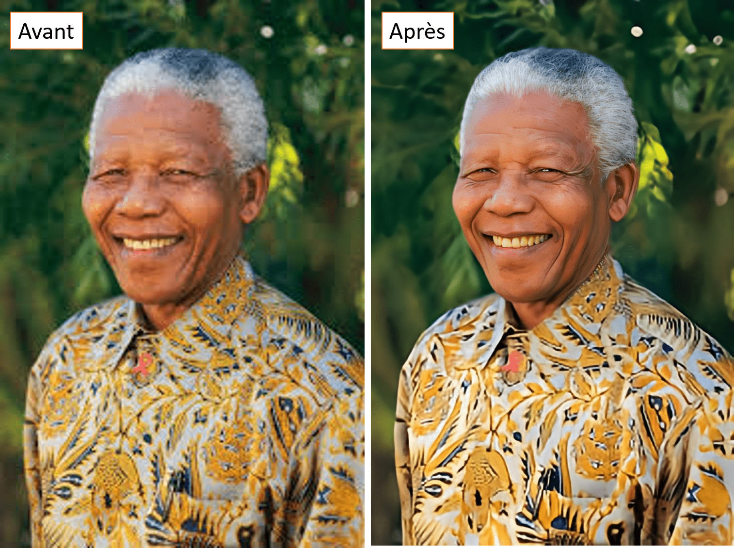 Comparaison avant et après utilisation de l'outil pour déflouter une image