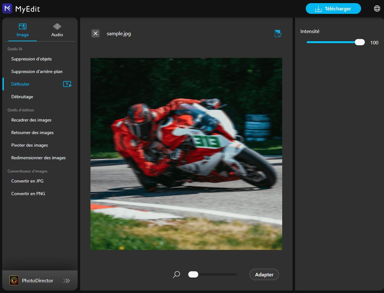 Déflouter une image en ligne - MyEdit Etape 3