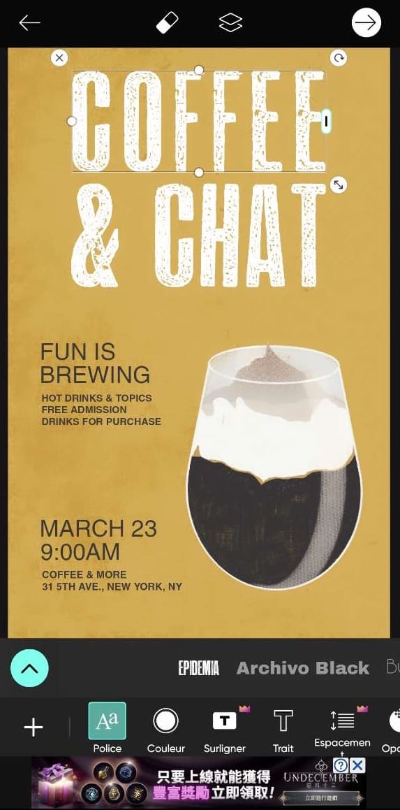 Picsart creation affiche publicitaire