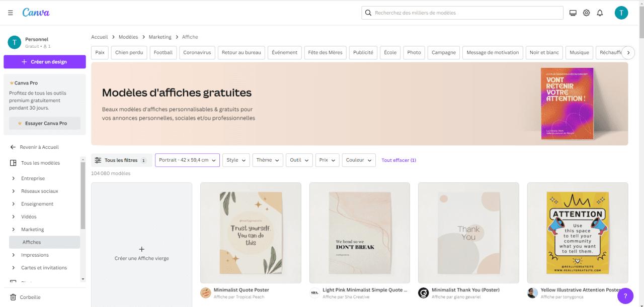 Canva creation affiche publicitaire