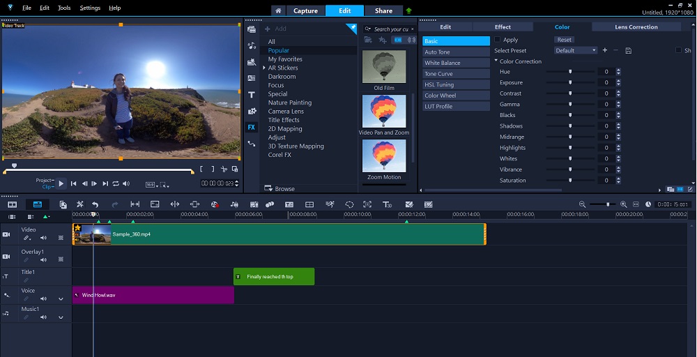 Corel Video Studio Ultimate Interface