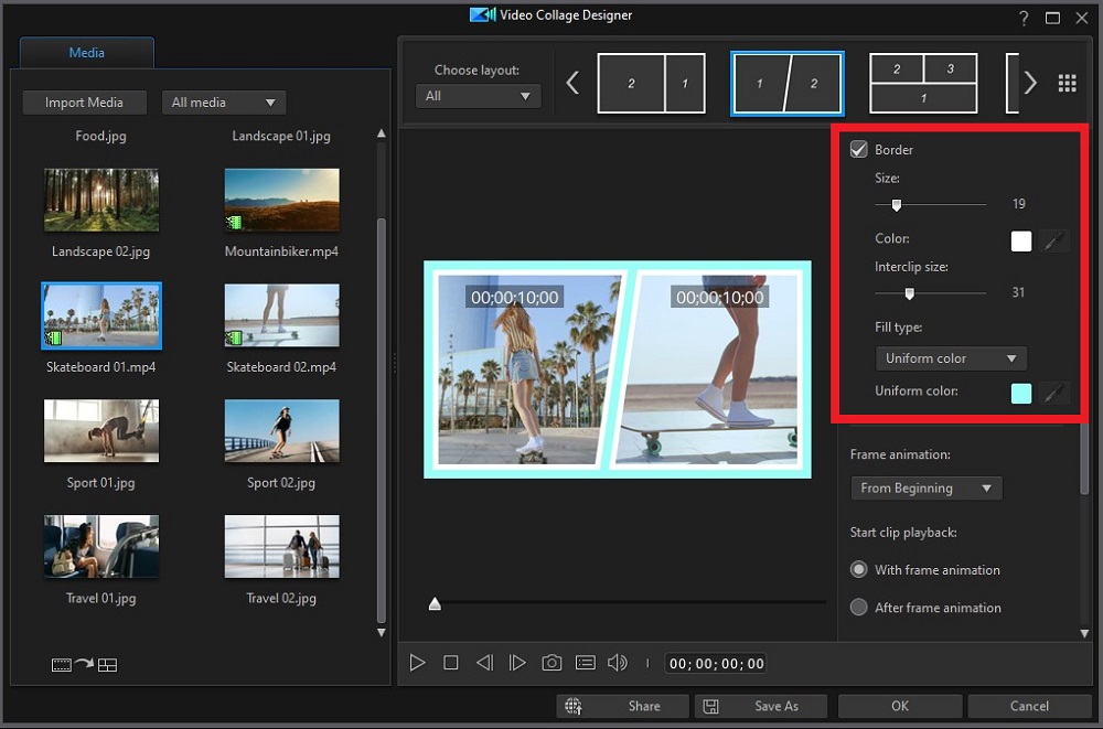 PowerDirector - Collage Designer, Edit Border
