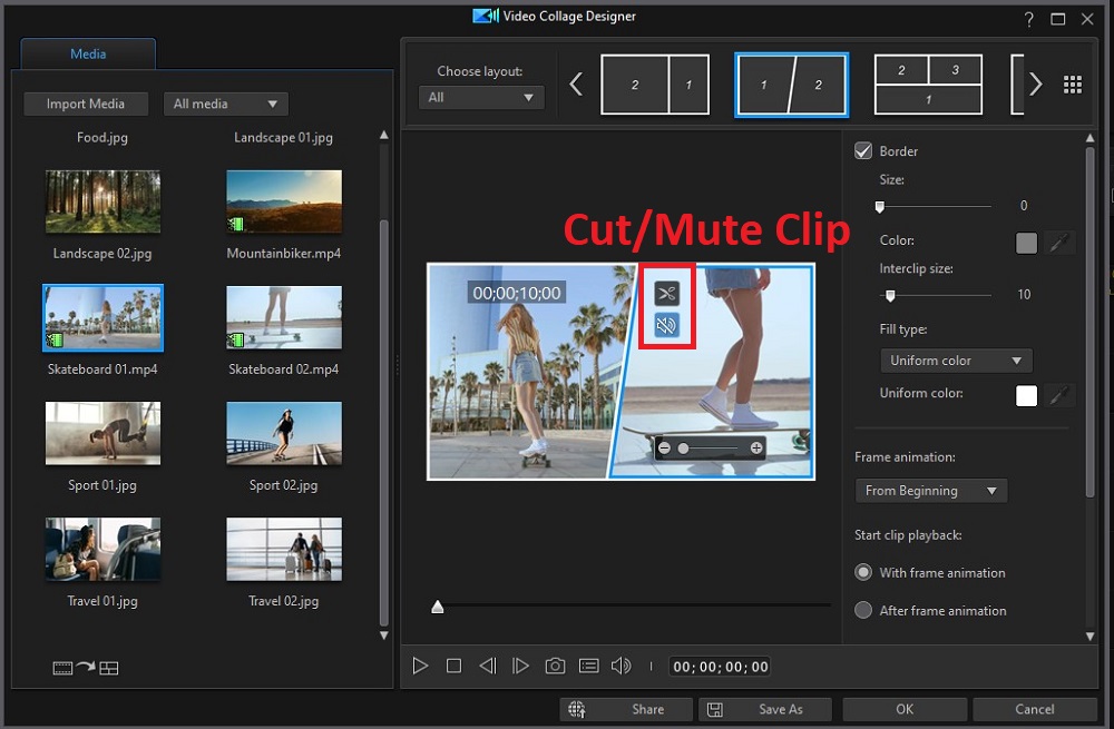 PowerDirector - Collage Designer, Cut and Mute Clip
