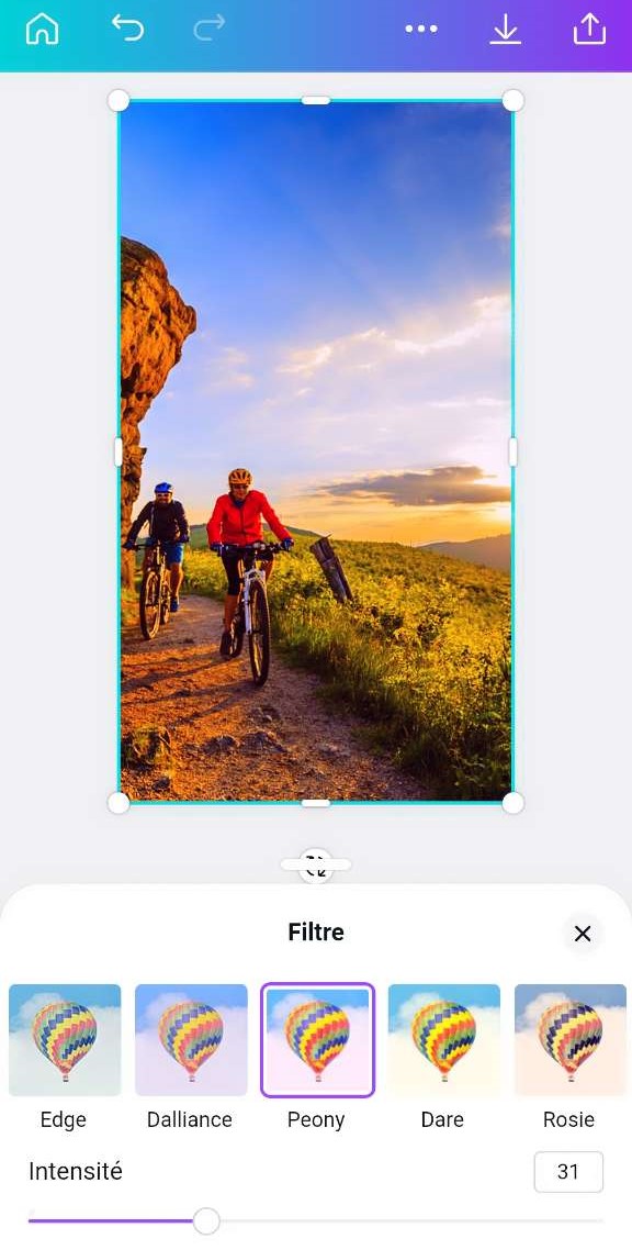 Canva Interface - Application filtre photo