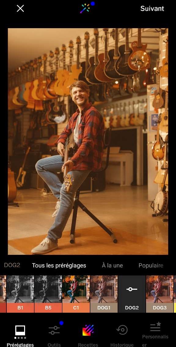 VSCO Interface - Application filtre photo