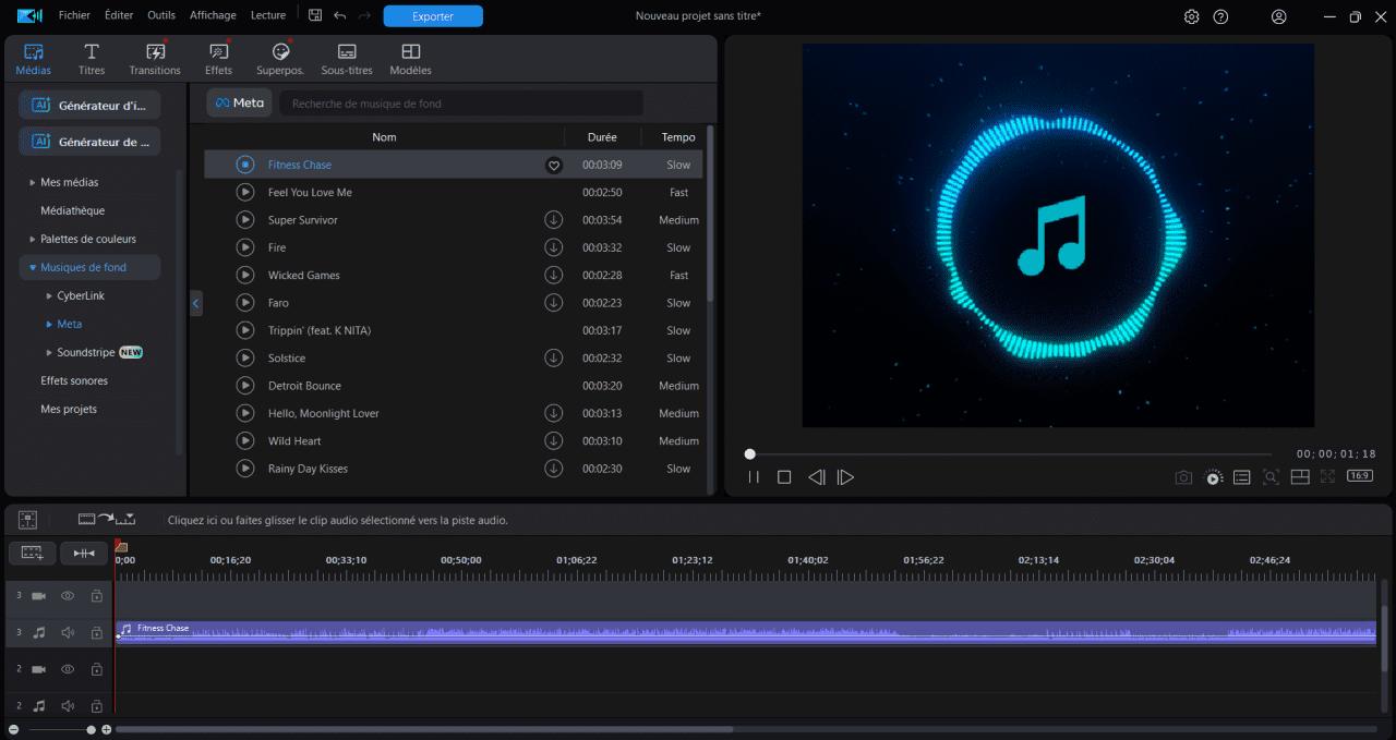 PowerDirector - Collection musiques libres de droits