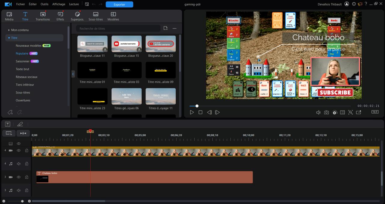 Interface du logiciel PowerDirector
