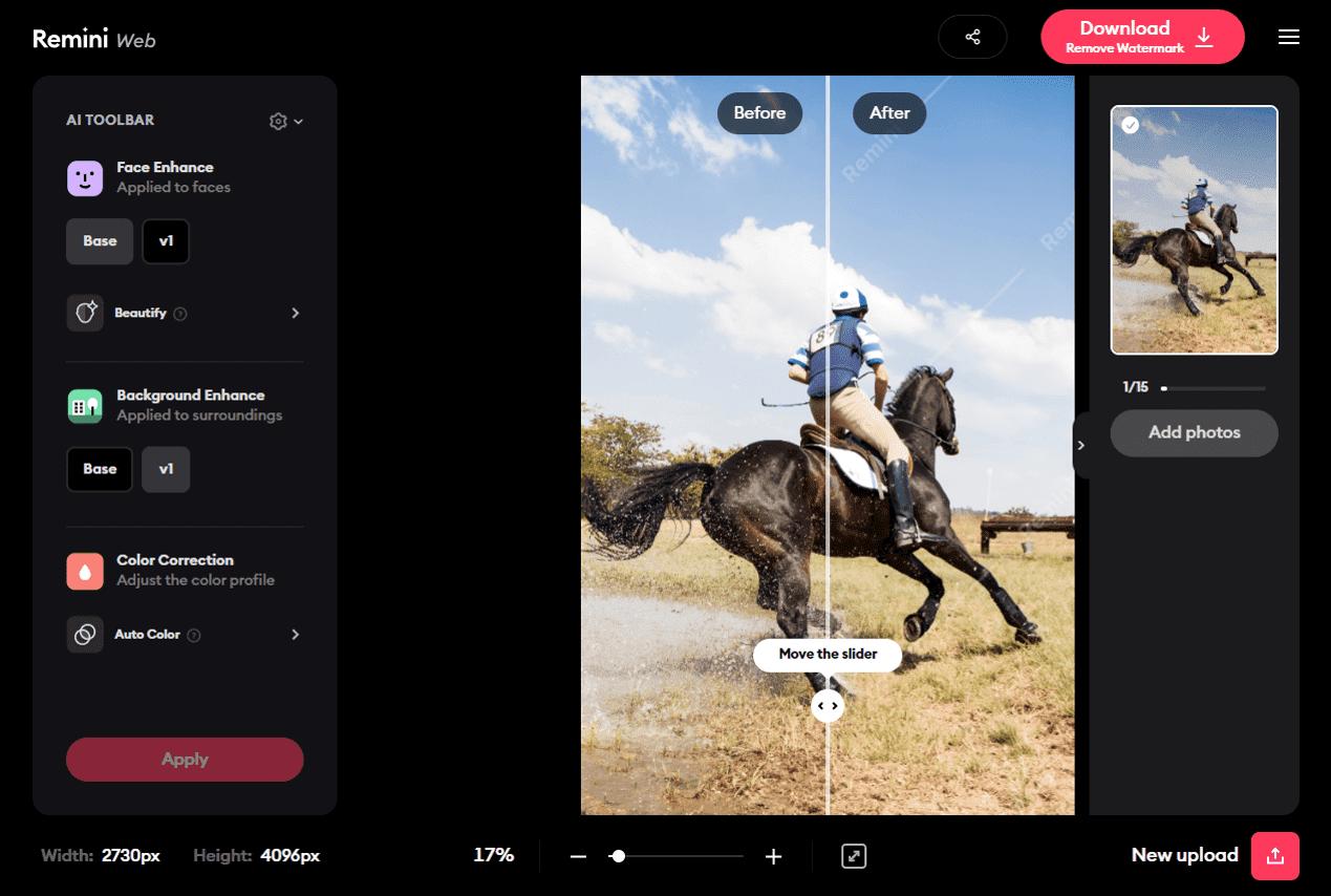 Remini - 4ème meilleure solution pour améliorer des images en ligne