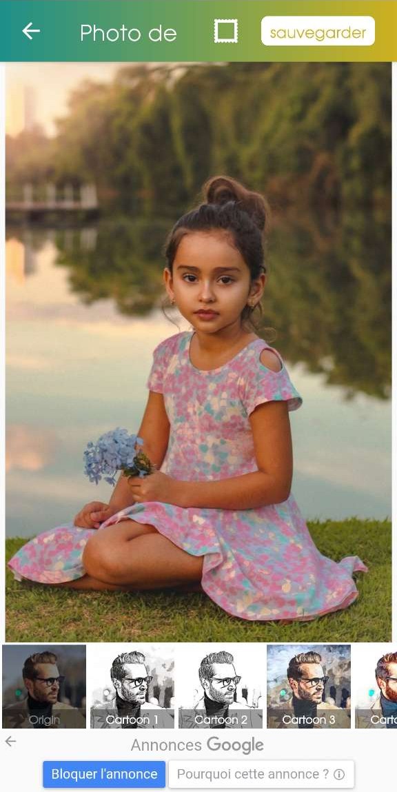 Avant Application de l'effet Cartoon avec Cartoon App