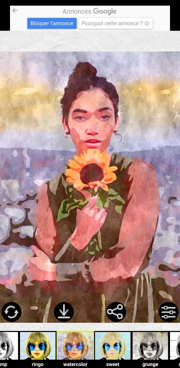 Après Application de l'effet Cartoon avec Cartoon Photo