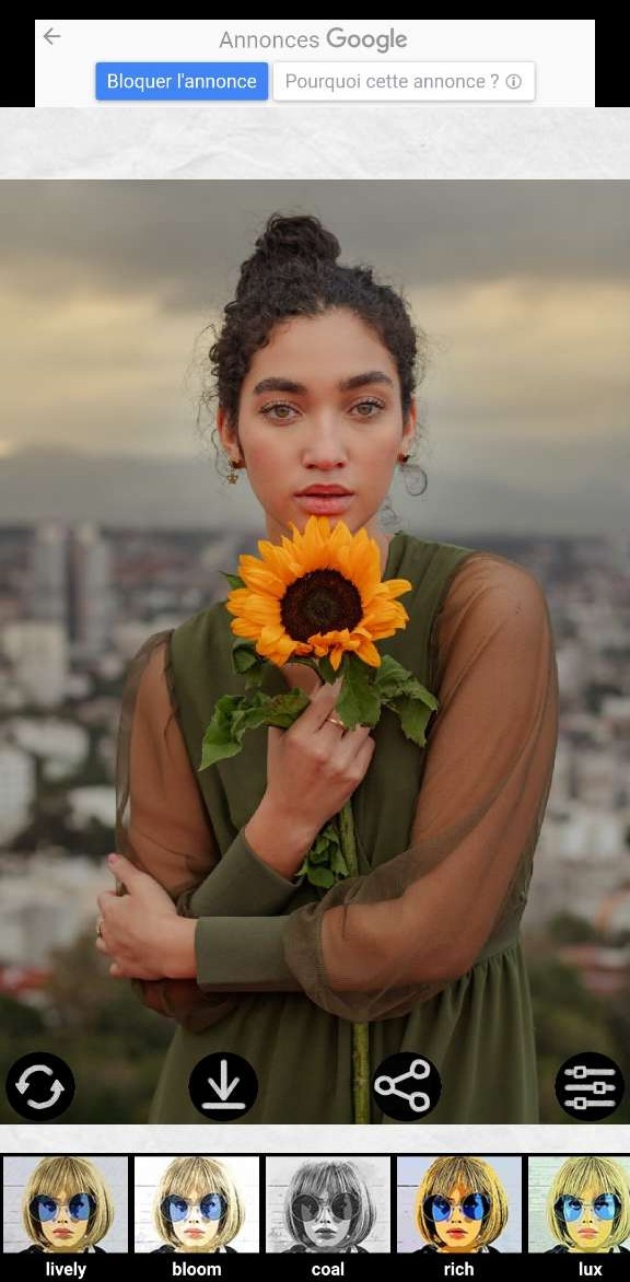 Avant Application de l'effet Cartoon avec Cartoon Photo