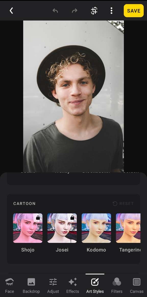 Avant Application de l'effet Cartoon avec Lensa AI