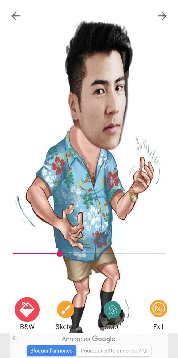 Après Application de l'effet Cartoon avec Photo à Caricature Maker